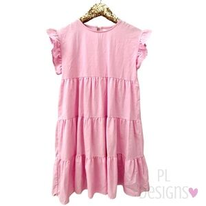 Petal & Pup Ruffle Tiered Dress Pink Linen Blend